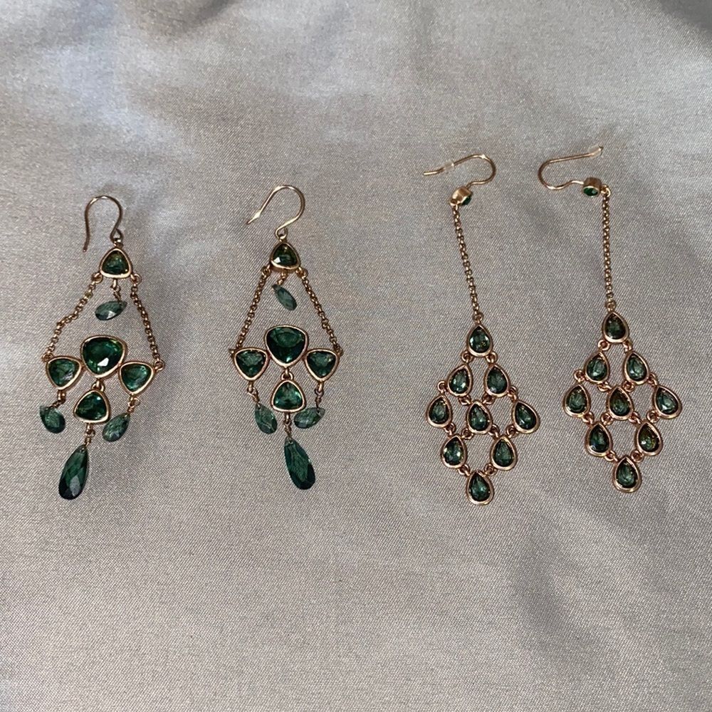 Dark deep green emerald Drop earrings